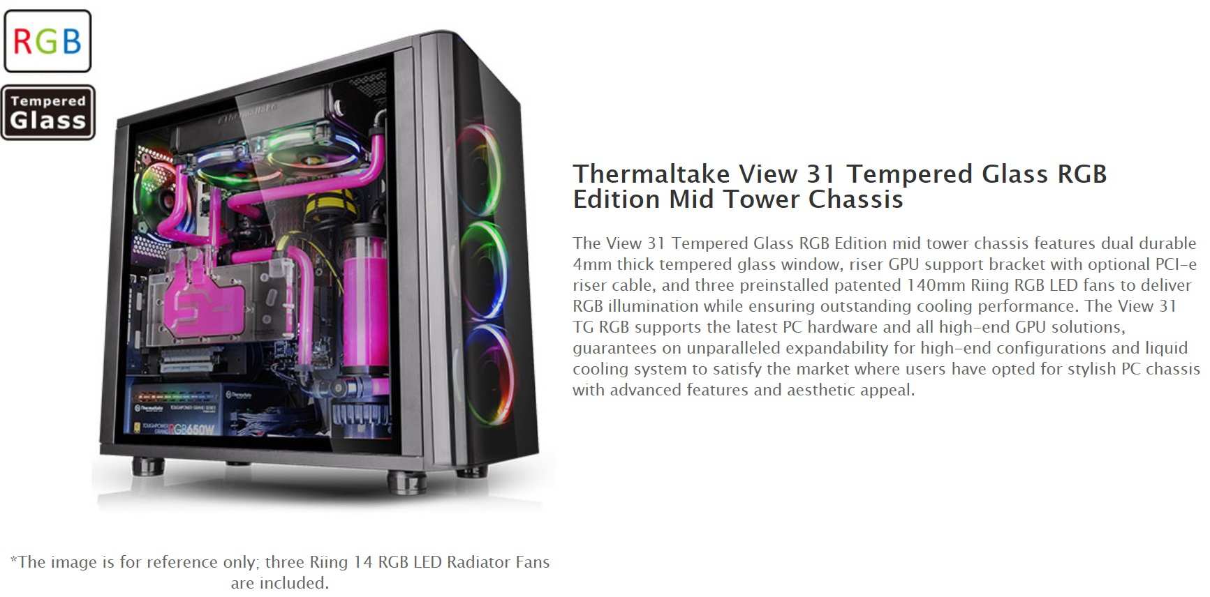 Thermaltake Ca 1h8 00m1wn 01 View 31 Tempere Glass Rgb Edition Midi Tower Chassis Boitiers Pc High Tech