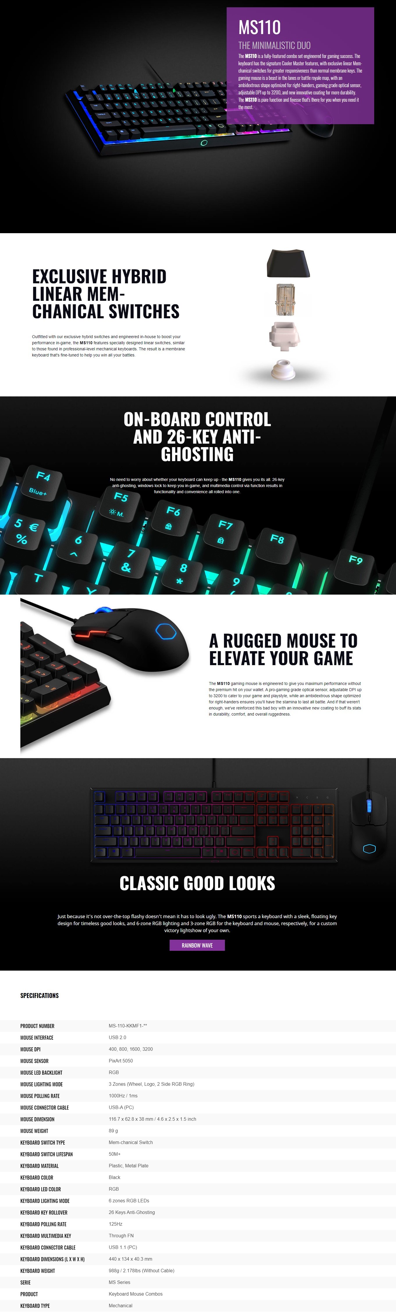 Cooler Master Ms110 Keyboard And Mouse Combo At Best Price Ezpz Solutions