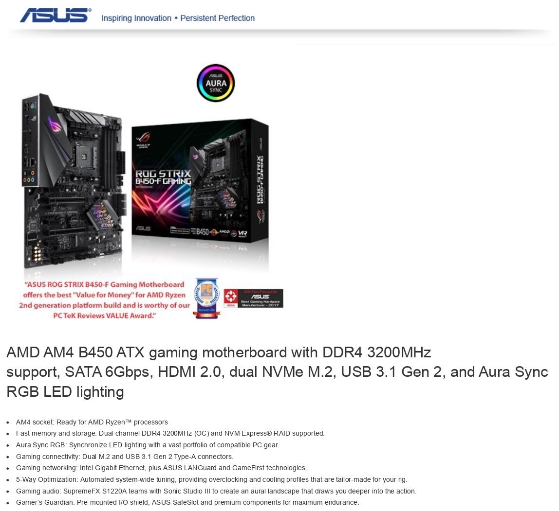 Buy Asus Rog Strix B450 F Motherboard At Best Price In India